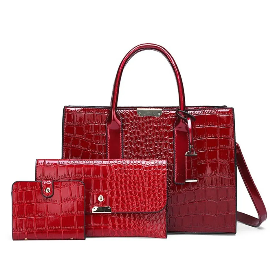 Pantent Leather Women crossbody Messenger Bags Crocodile
