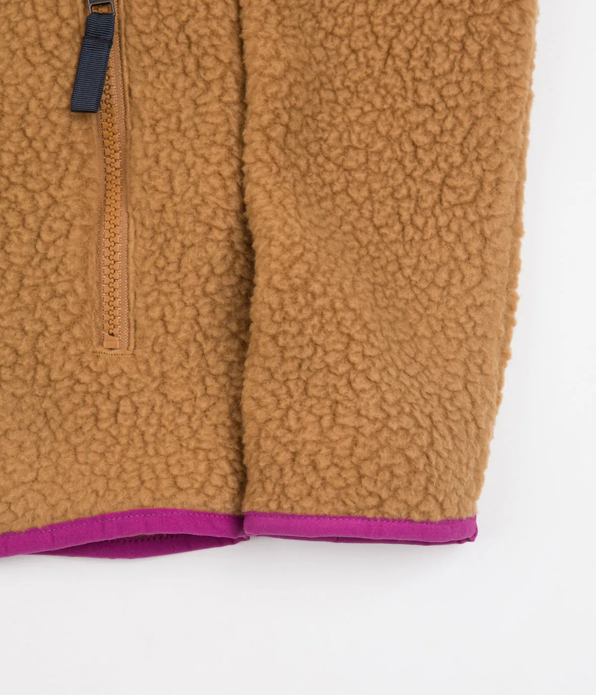 Patagonia Womens Retro Pile Hooded Fleece - Nest Brown / Amaranth Pink