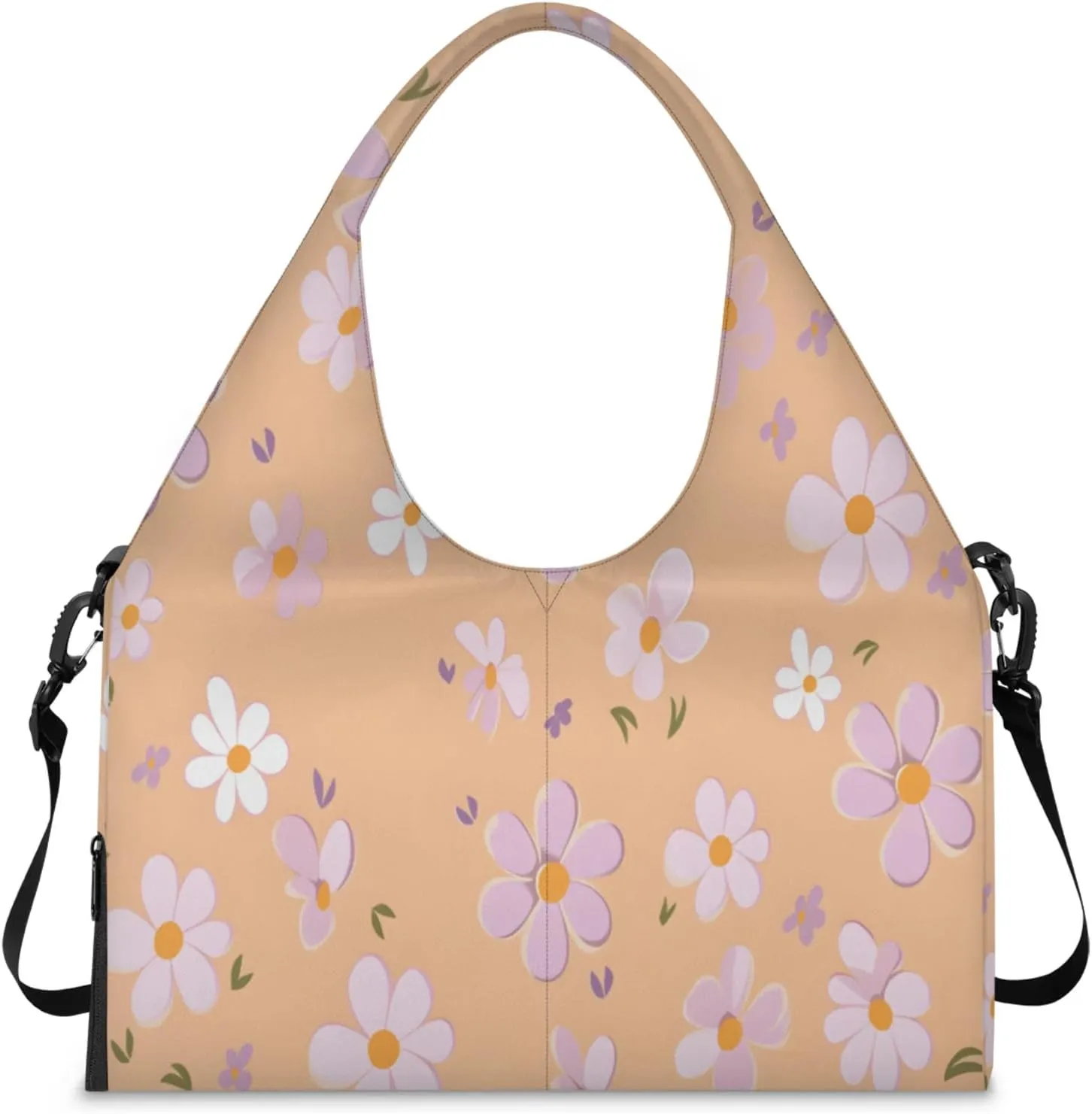 Peachy Posies Waterproof Gym Bag for Men Women, Sports Duffel Bag with Shoe Compartment Yoga Mat Holder, Portable Large Travel Bag for Fitness, Camping, Weekend Trips