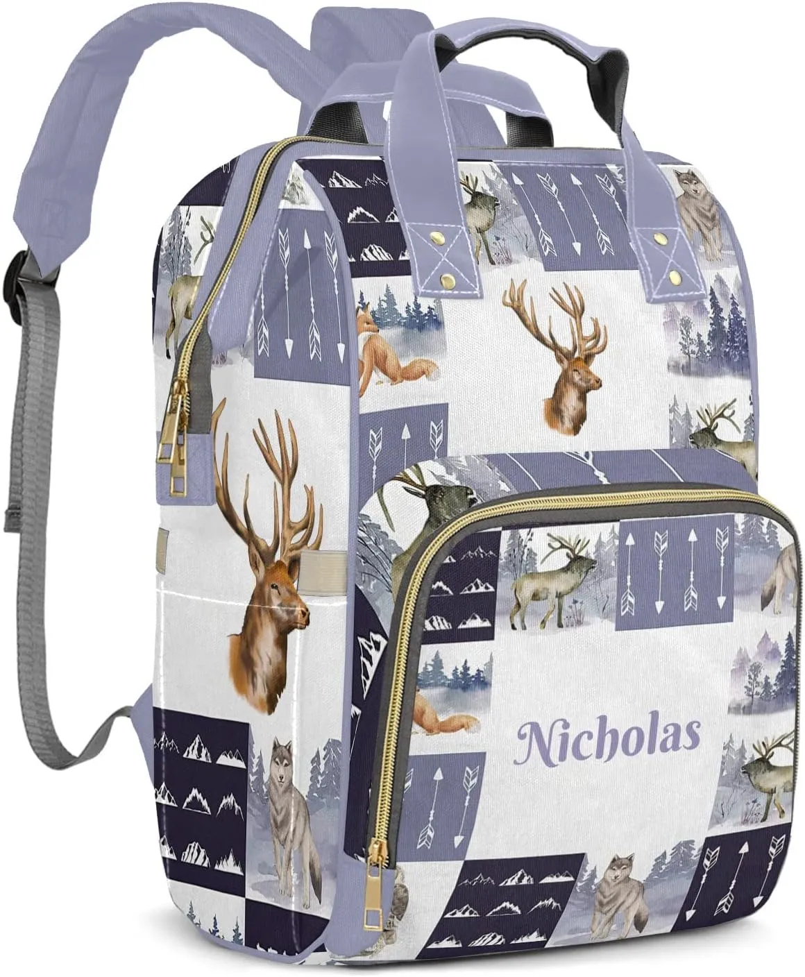Personalized Deer Flush Diaper Bag Backpack with Name Mommy Nursing Baby Bags Travel Nappy Bag Gift
