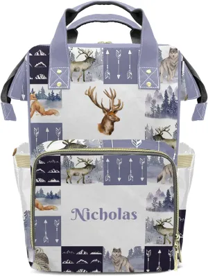 Personalized Deer Flush Diaper Bag Backpack with Name Mommy Nursing Baby Bags Travel Nappy Bag Gift