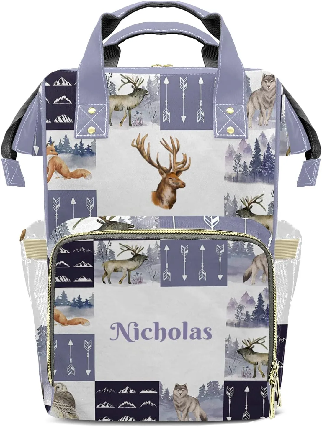 Personalized Deer Flush Diaper Bag Backpack with Name Mommy Nursing Baby Bags Travel Nappy Bag Gift