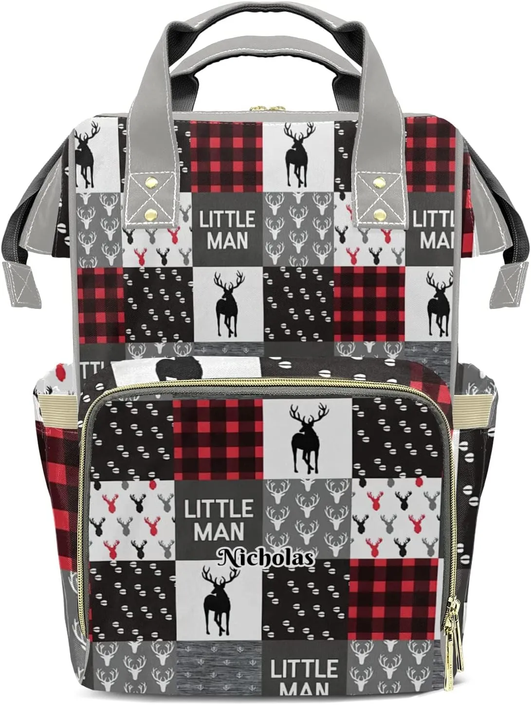 Personalized Deer Pattern Forest Diaper Bag Backpack with Name Custom Nappy Mommy Bags for Baby Girl Boy Gifts