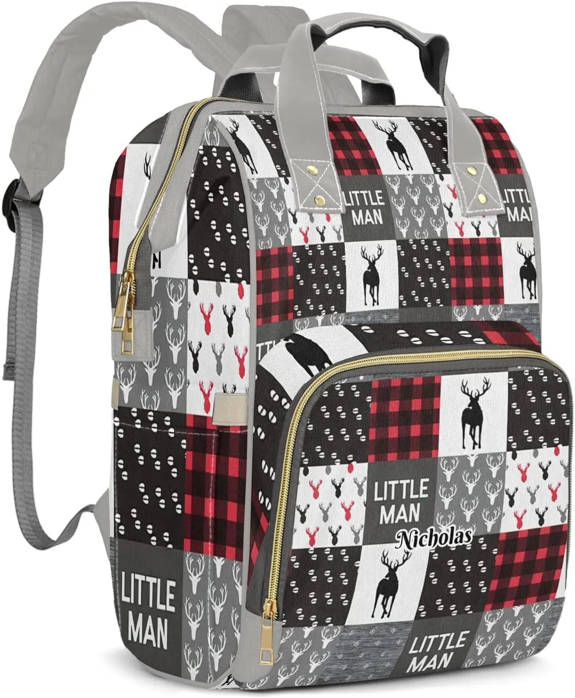 Personalized Deer Pattern Forest Diaper Bag Backpack with Name Custom Nappy Mommy Bags for Baby Girl Boy Gifts