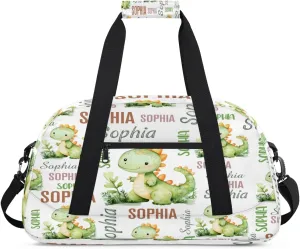 Personalized Dinosaurs Sports Duffel Bag for Women Men, Custom Travel Gym Bags Birthday Gifts with Name, Dinosaurs Overnight Weekender Bag