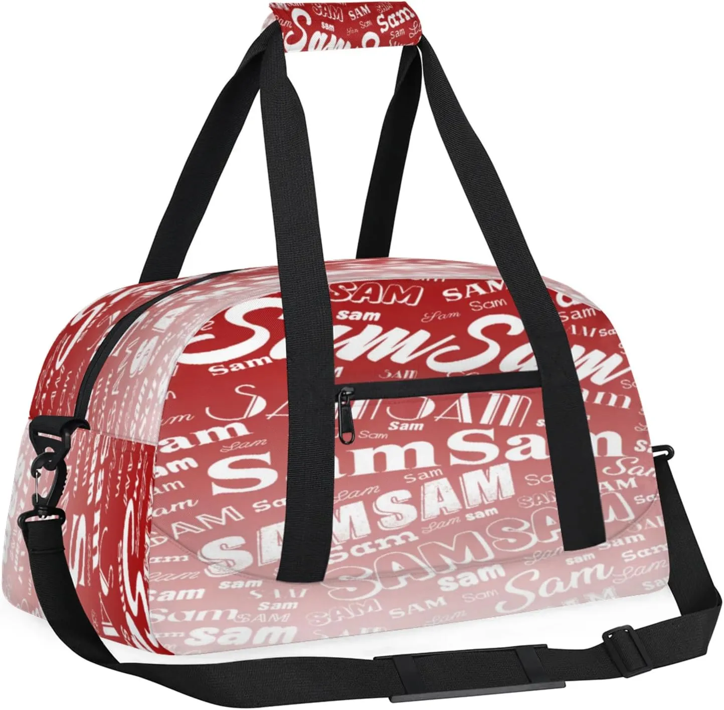 Personalized Name Gym Duffel Bag, Custom Sport Duffle Bags, Custom Overnight Weekender Bag Travel Bag for Dance Cheer Gymnastics Swimming, Deep Red Gradient