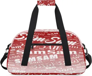 Personalized Name Gym Duffel Bag, Custom Sport Duffle Bags, Custom Overnight Weekender Bag Travel Bag for Dance Cheer Gymnastics Swimming, Deep Red Gradient