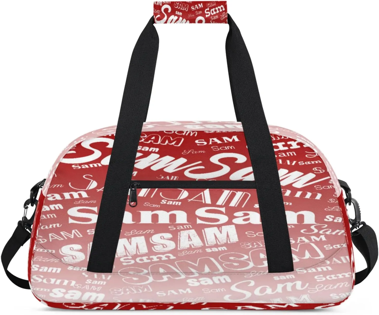 Personalized Name Gym Duffel Bag, Custom Sport Duffle Bags, Custom Overnight Weekender Bag Travel Bag for Dance Cheer Gymnastics Swimming, Deep Red Gradient