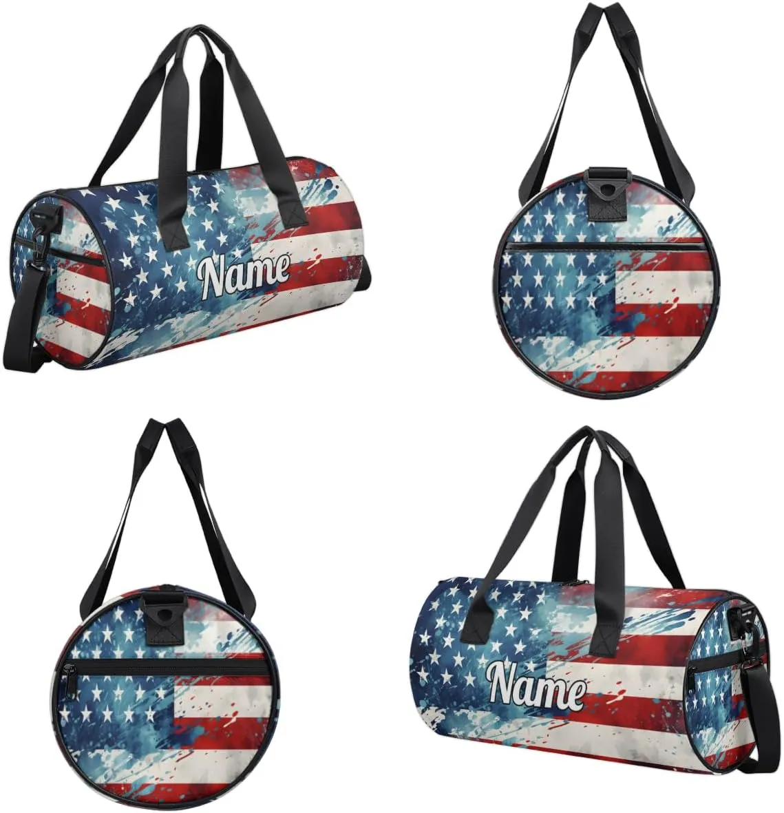 Personalized Sport Gym Bag Dance Duffle Ballet Bag Overnight Travel Sleepover Bags Swimming Hiking Camping, American Flag