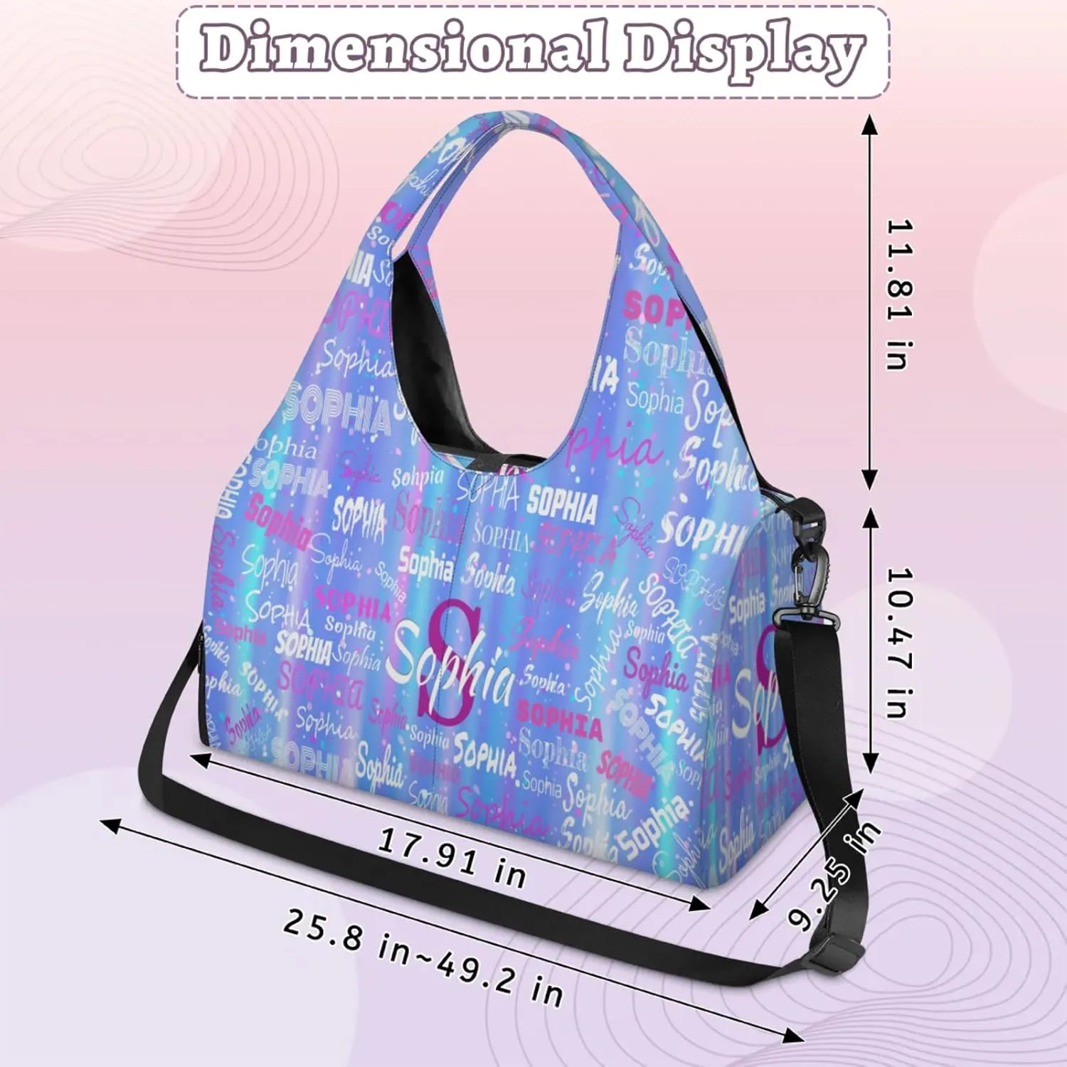 Personalized Yoga Mat Bag with Shoe Compartment, Initial Letter Name Travel Weekender Tote Sport Gym Duffel Bag
