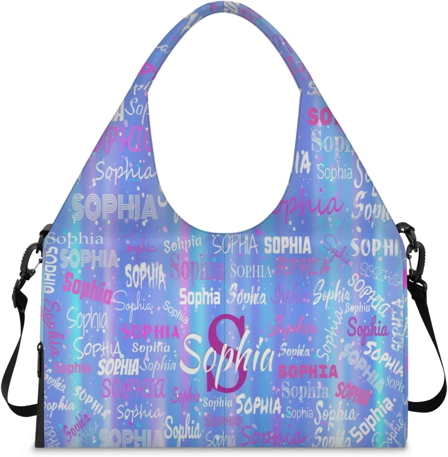Personalized Yoga Mat Bag with Shoe Compartment, Initial Letter Name Travel Weekender Tote Sport Gym Duffel Bag