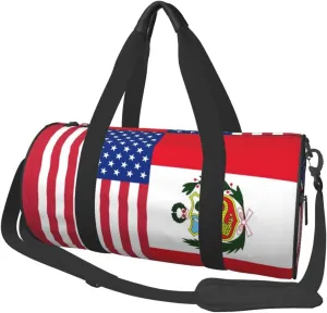 Peru American Flag Duffel Tote For Men And Women Backpacking Travel And Storage Shoulder Bag