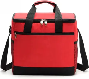 Picnic Bag,Travel Bag,16L Cooler Bag Waterproof Cloth Shoulder Ice Pack for Food Drink Insulation Thermal Picnic Refrigerator Bag Padded Wine Cooler Bag(Color:Orange) (Color : Red)