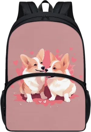 Pink Elementary Middle School Backpack Personalized Funny Dogs Bookbag Primary School Daypack Students Knapsack for Teens Girls Boys