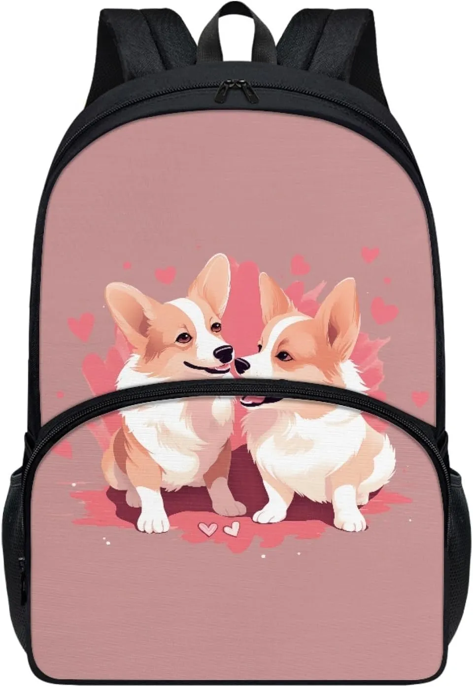 Pink Elementary Middle School Backpack Personalized Funny Dogs Bookbag Primary School Daypack Students Knapsack for Teens Girls Boys