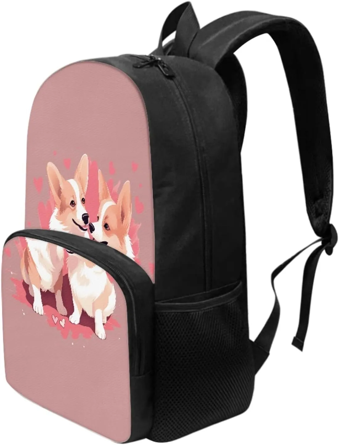 Pink Elementary Middle School Backpack Personalized Funny Dogs Bookbag Primary School Daypack Students Knapsack for Teens Girls Boys
