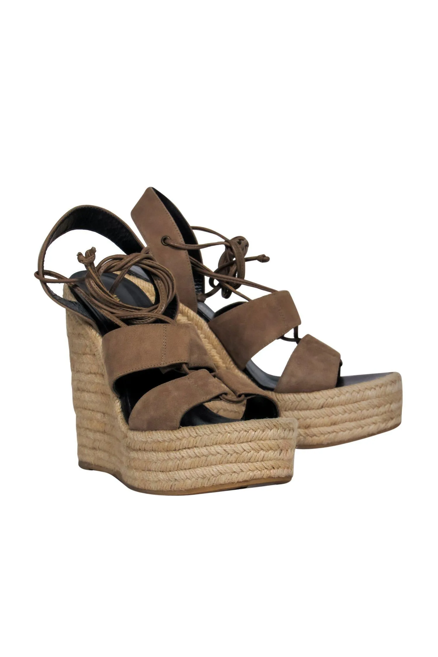 Platform Wedges Woven Sz Saint - Beige 9.5 Laurent Instant access Act quickly Suede