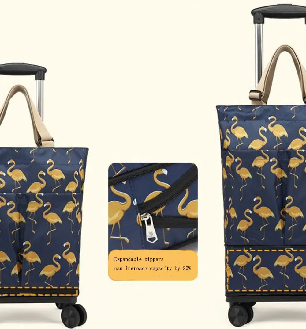 Plus Size Portable and extendable Grocery Shopping Bag with 4-Wheels（HEID1）