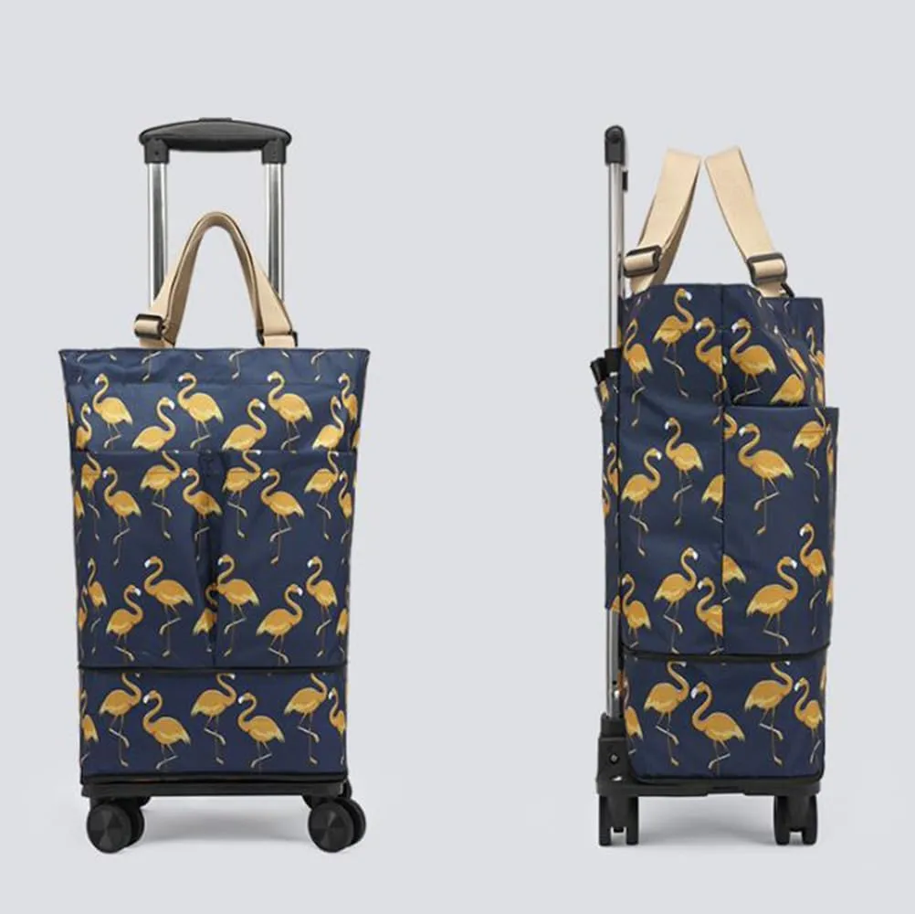 Plus Size Portable and extendable Grocery Shopping Bag with 4-Wheels（HEID1）