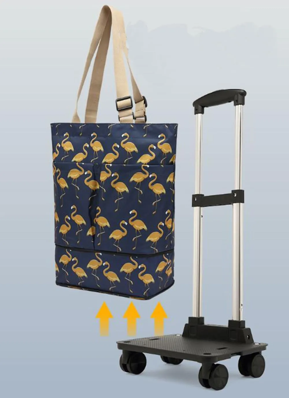 Plus Size Portable and extendable Grocery Shopping Bag with 4-Wheels（HEID1）