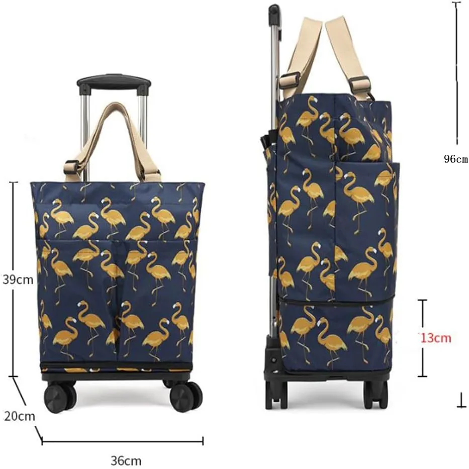 Plus Size Portable and extendable Grocery Shopping Bag with 4-Wheels（HEID1）