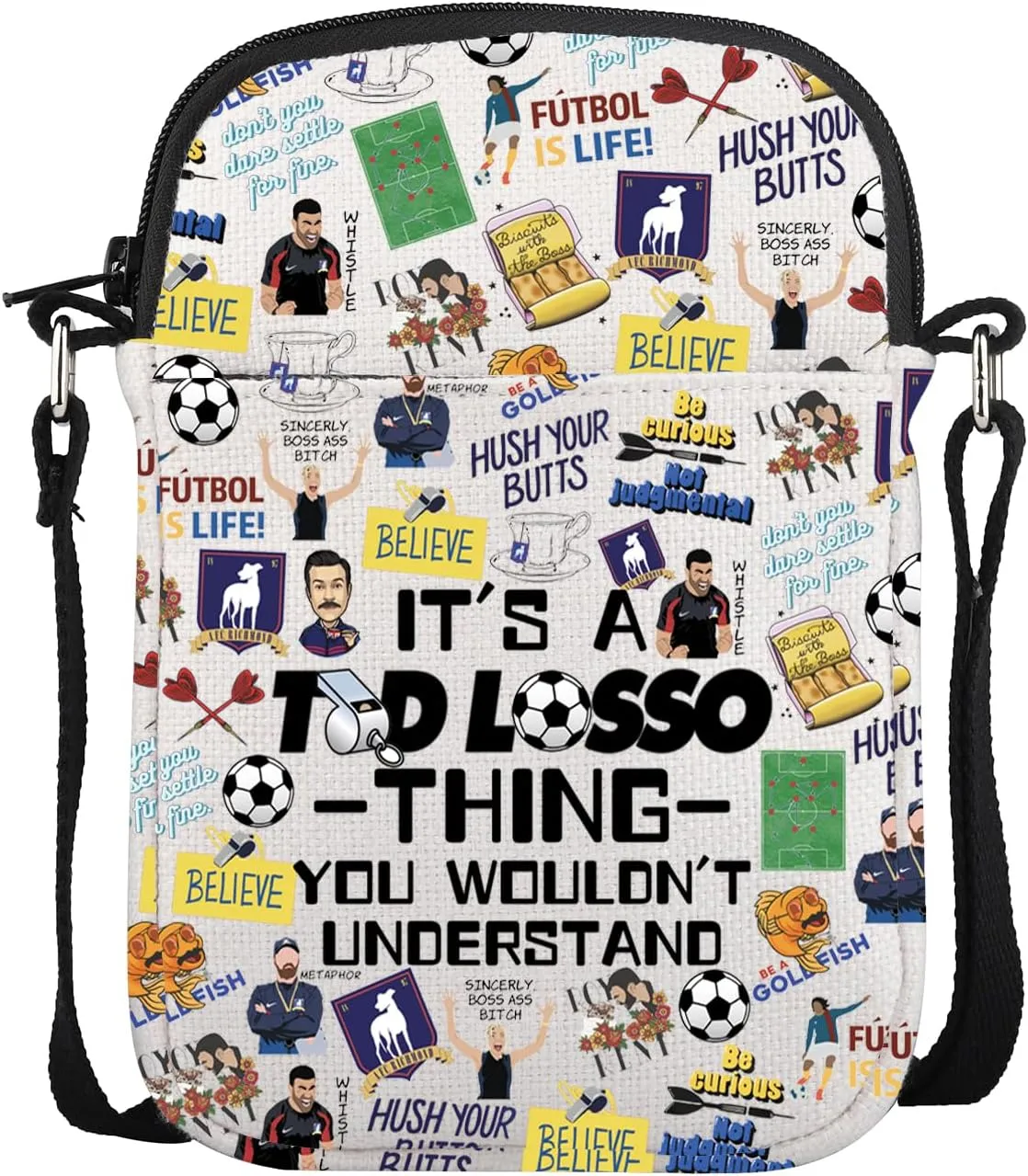 POFULL Soccer Coach Gift Drama Sport TV Show Merchandise Soccer Lover Gift Goldfish Believe Gift TV Show Fans Crossbody Bag