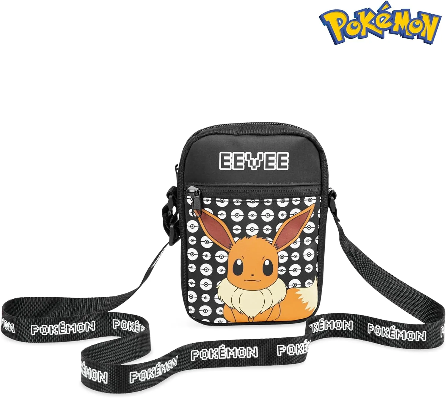 Pokemon Shoulder Bag Cross Body Bag for Kids - Adjustable Strap Kids Pikachu Small Travel Bag - Gamer Gifts (Black Eevee)