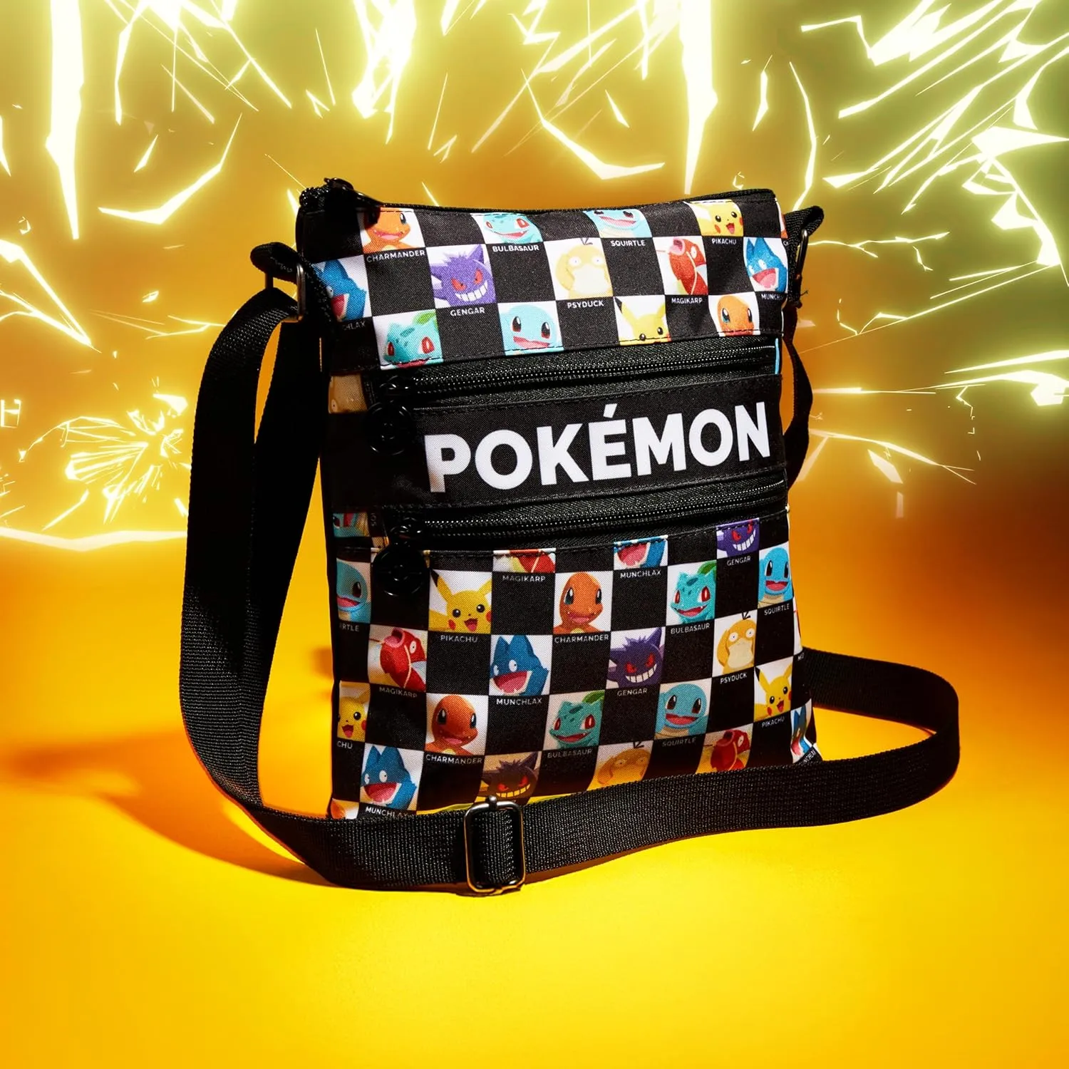 Pokemon Shoulder Bag for Kids Teens Crossbody Bag Pikachu Small Bag Anime Gifts (Black/Multi, 10.23x8.66x1.37inch)