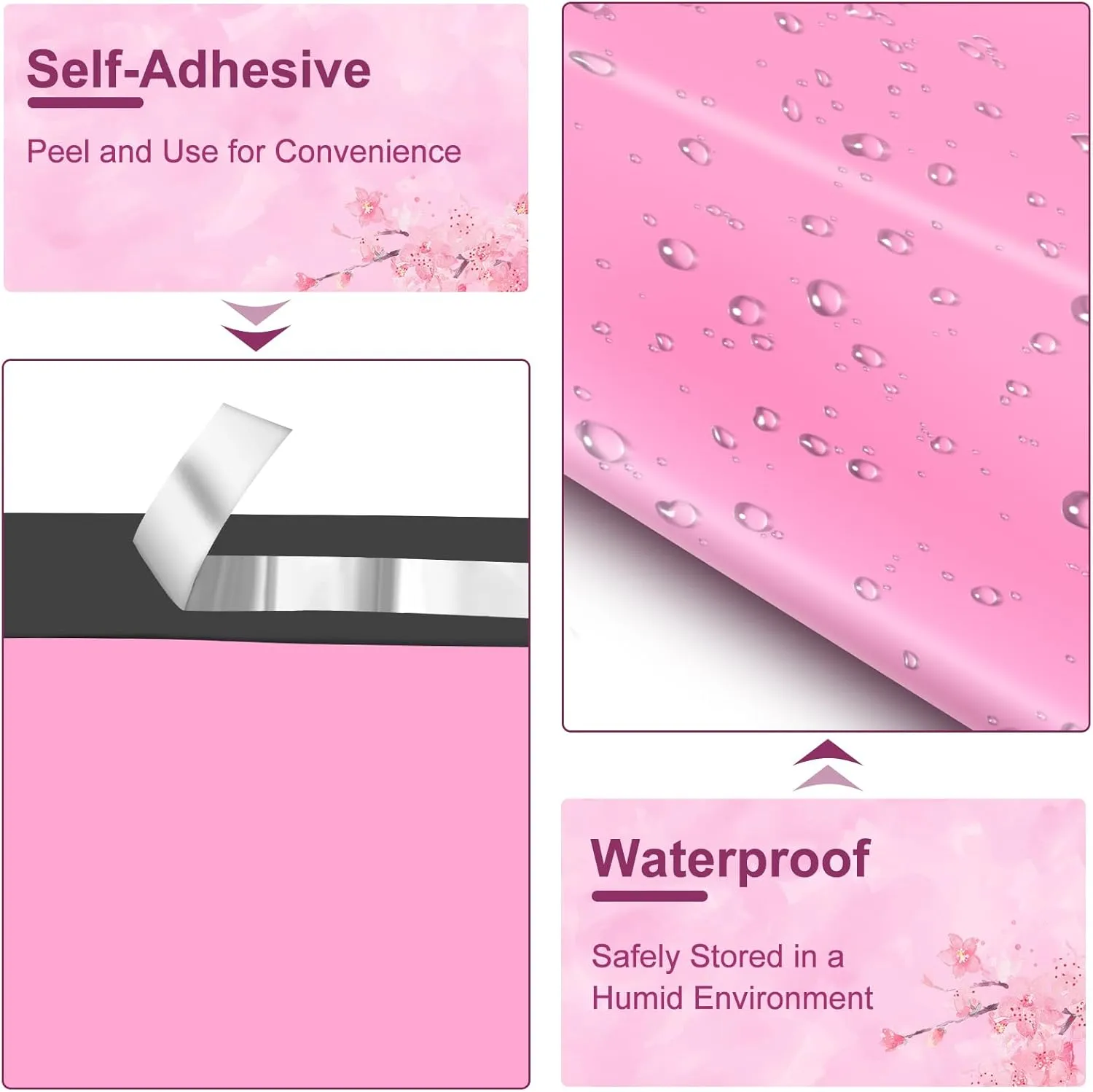 Poly Mailers 10x13 Inch 200 Pcs, Pink Shipping Bags, Mailing Envelopes with Self Seal Adhesive Strip, Waterproof and Tear-Proof Poly Bags for Non-Fragile Items