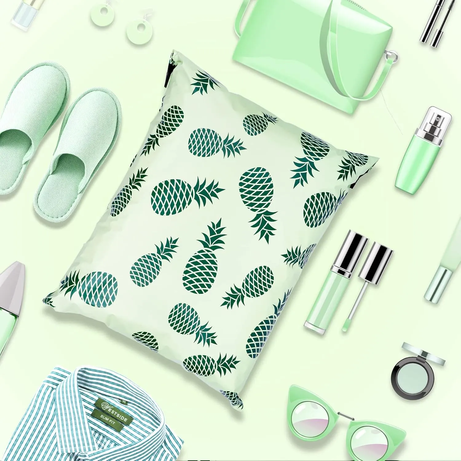 Poly Mailers 14.5x19 Inch Shipping Envelopes Large Size Pineapple Self Seal Plastic Bags for Small Business 80 Pack Ｐineapple