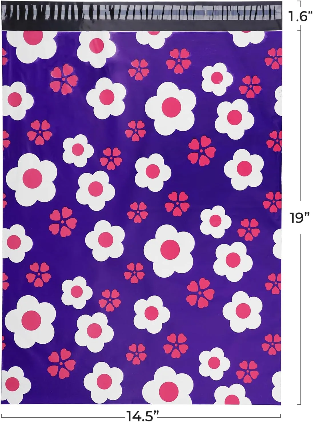 Poly Mailers Shipping Envelopes Plastic Bags 14.5x19 Inch Medium Size Self Seal Packages for Small Business 80 Pcs Purple Flower