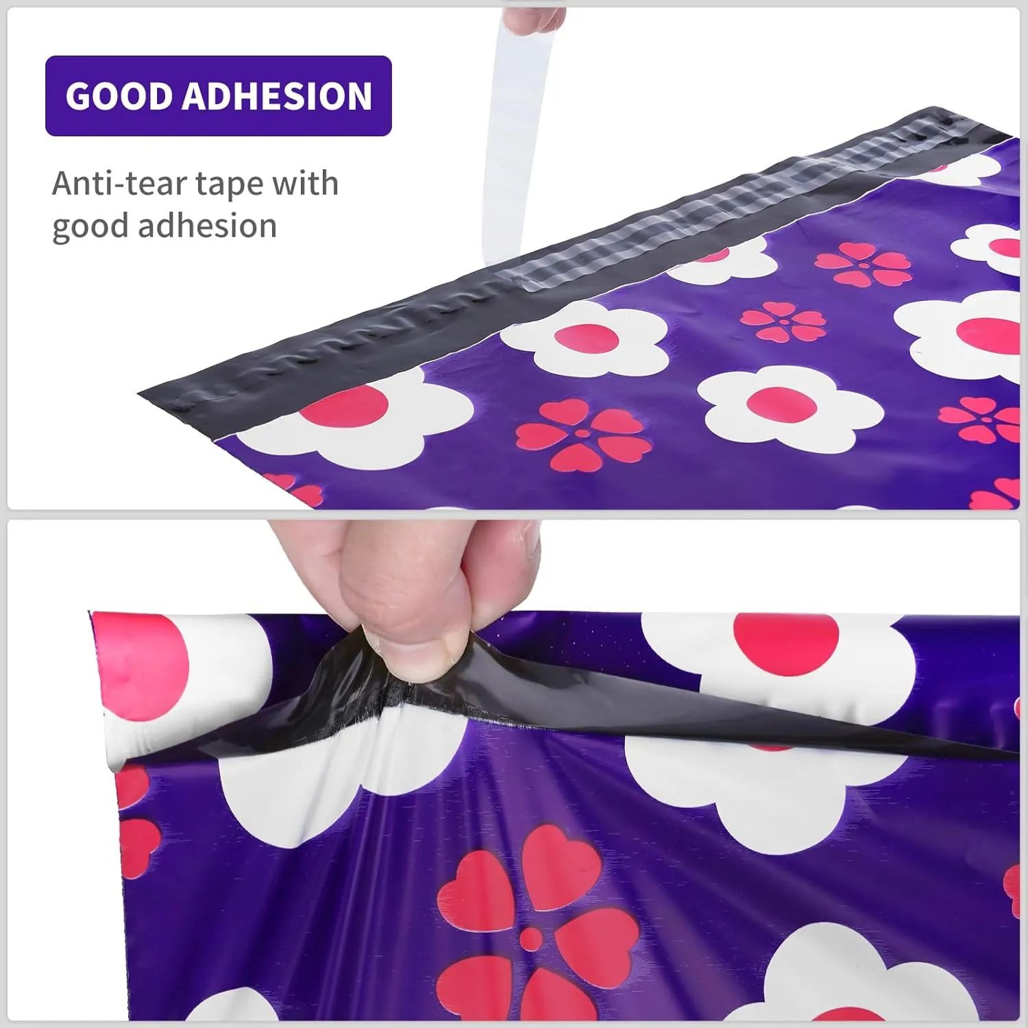 Poly Mailers Shipping Envelopes Plastic Bags 14.5x19 Inch Medium Size Self Seal Packages for Small Business 80 Pcs Purple Flower