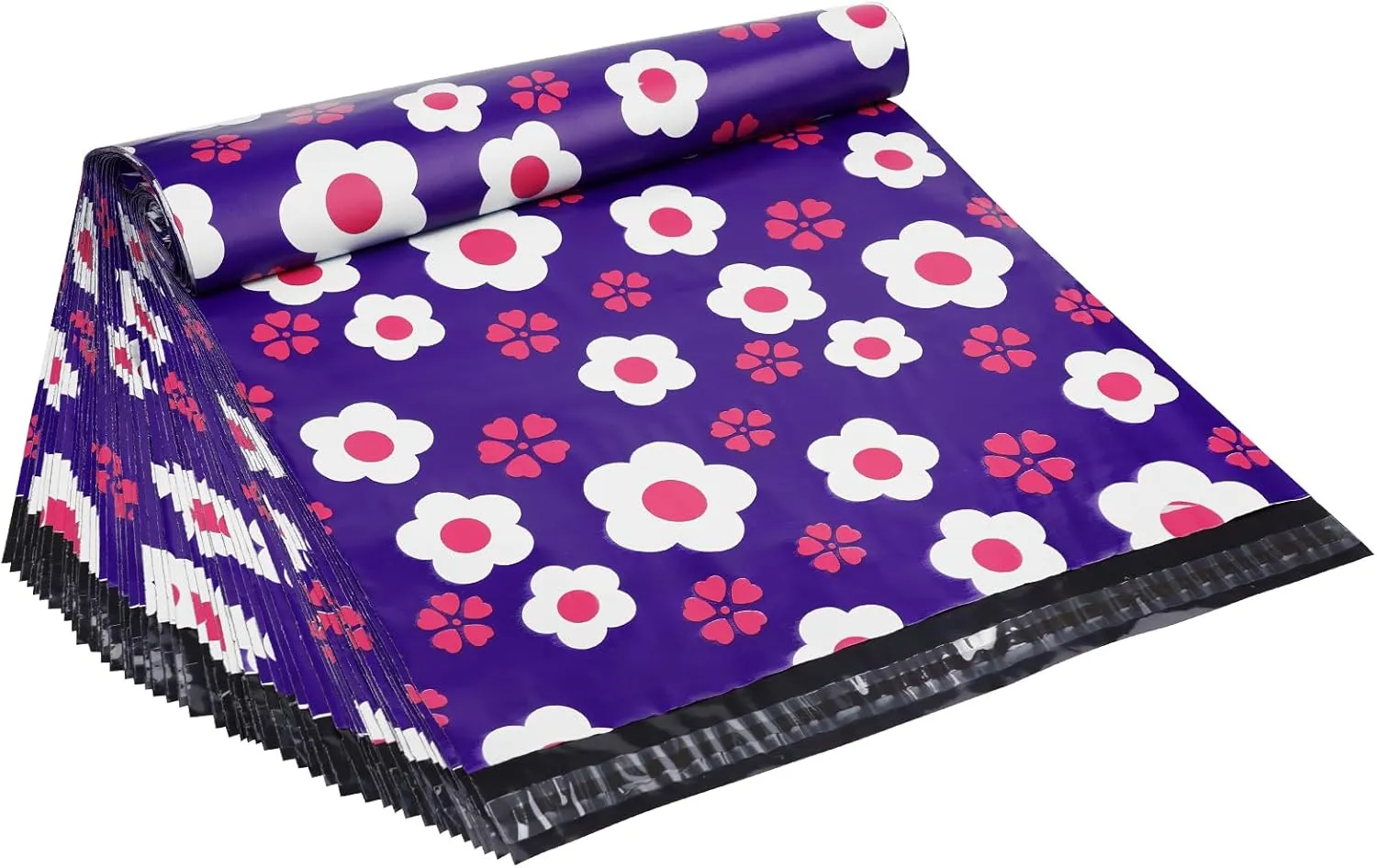 Poly Mailers Shipping Envelopes Plastic Bags 14.5x19 Inch Medium Size Self Seal Packages for Small Business 80 Pcs Purple Flower