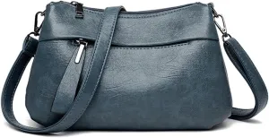 PORRASSO Elegant Crossbody Bag Women Shoulder Bag Handbag Ladies Satchel Messenger Bag for Dating Travel Daily Use Blue