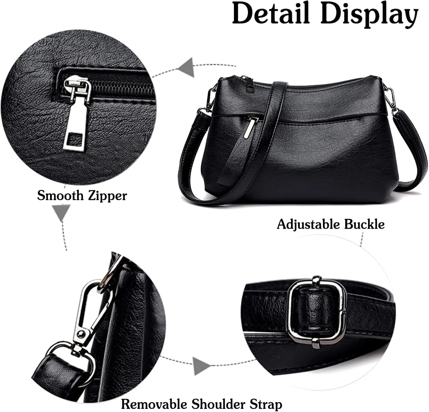 PORRASSO Elegant Crossbody Bag Women Shoulder Bag Handbag Ladies Satchel Messenger Bag for Dating Travel Daily Use Blue