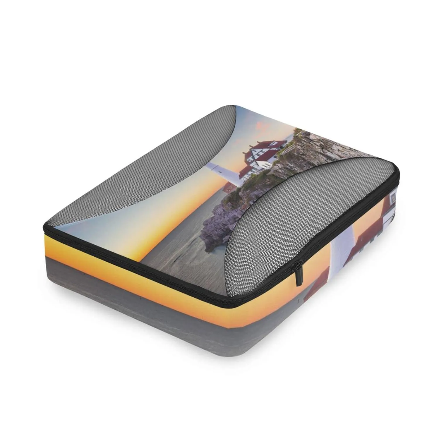 Portland, Maine, USA at Portland Head Light in the Morning 4 Set Packing Cubes, Travel Packing Organizers, 600D Oxford Cloth Toiletry Storage Bag, Luggage Mesh Bags for Accessories