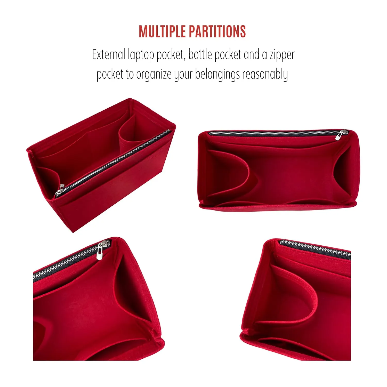 Premium Purse Organizer compatible with Hermes Garden Party 36 Insert, Garden Party 30 Insert, Handmade 2mm Thick Felt Snug Sturdy Gold Zipper (For Garden Party 36, Tea)