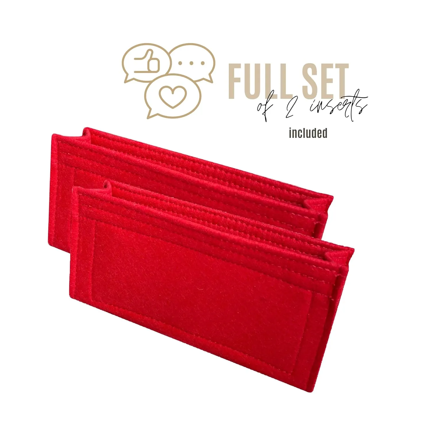 Premium Purse Organizer fits Constance 18 Bag Insert, Mini Constance 24 Bag Organizer, FULL Set of 2 Inserts, 1.2mm Thick Felt Snug Sturdy Gold Zipper (For Constance 18 (Mini), Black)