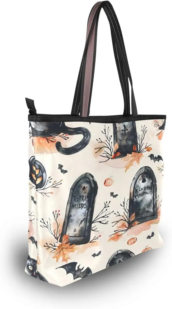 Pumpkins and Tombstones A Shoulder Bags Large Handle Ladies Handbag