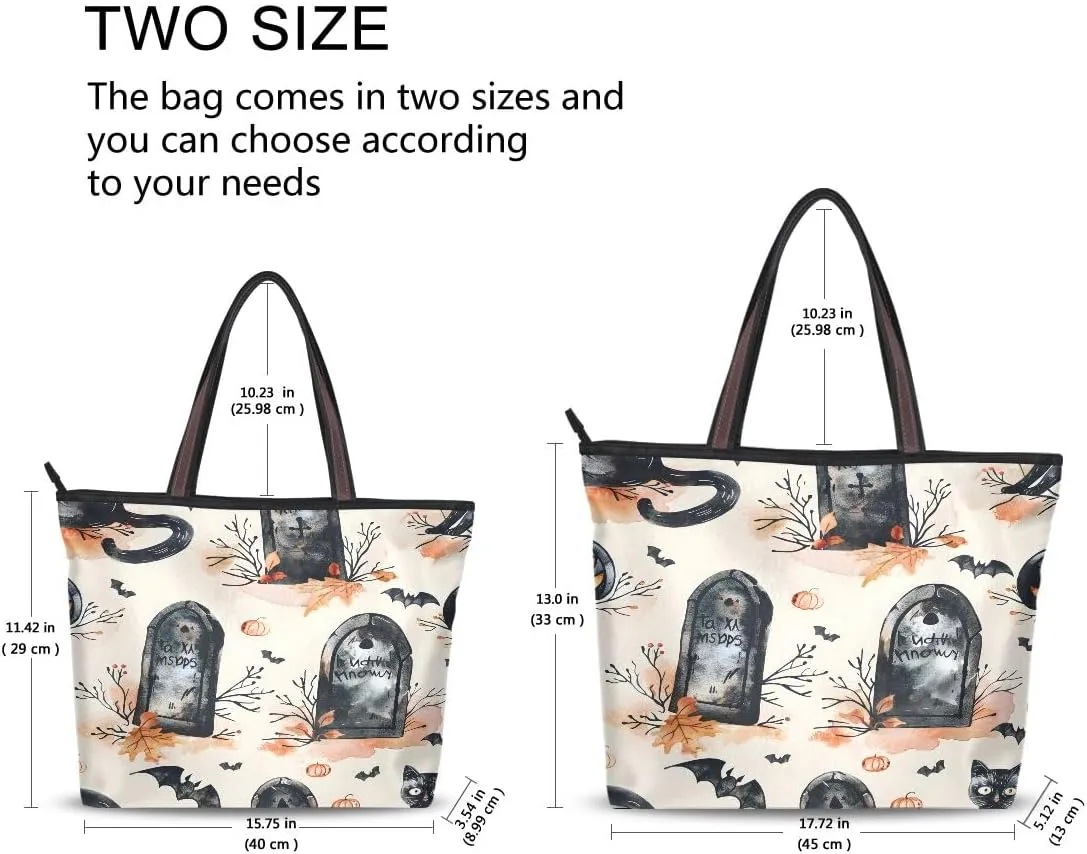 Pumpkins and Tombstones A Shoulder Bags Large Handle Ladies Handbag