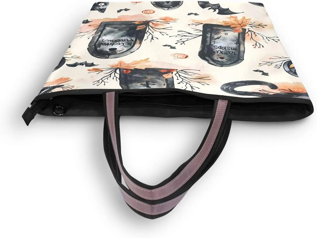 Pumpkins and Tombstones A Shoulder Bags Large Handle Ladies Handbag