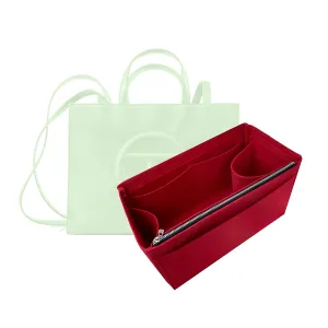 Purse Organizer compatible with Telf** Bag, Large Organizer Medium Cup Holder, Handmade 2mm Premium Felt Insert with Silver Zipper, Snug Sturdy Fit (For Telfa* Large Shopping Bag, Black)