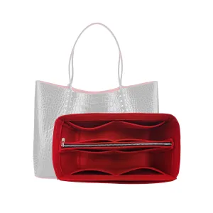 Purse Organizer for Cabarock Bag Organizer, Cabarock Tote Insert, Handmade 2mm Premium Felt Snug Sturdy Silver Zipper (For Large Cabarock, Red)