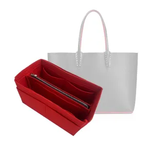 Purse Organizer for Cabata Purse Insert, Cabata Tote Organizer, Handmade 2mm Premium Felt Snug Sturdy Silver Zipper (For Large Cabata, Black)