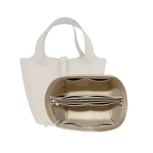 Purse Organizer for Picotin 22 Bag Organizer Insert, Picotin 18 Bag Insert, MM Picotin PM Bag Organizer, 2mm Thick Premium Felt Snug Sturdy Gold Zipper (For Picotin 22 (MM), Geyser Blue)