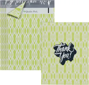 Quality Park Thank You Poly Mailers, 10 x13 Inch Shipping Envelopes, 100 Pack, Self Seal, Waterproof Shipping Bags for Clothing, Lime (QUA89303)