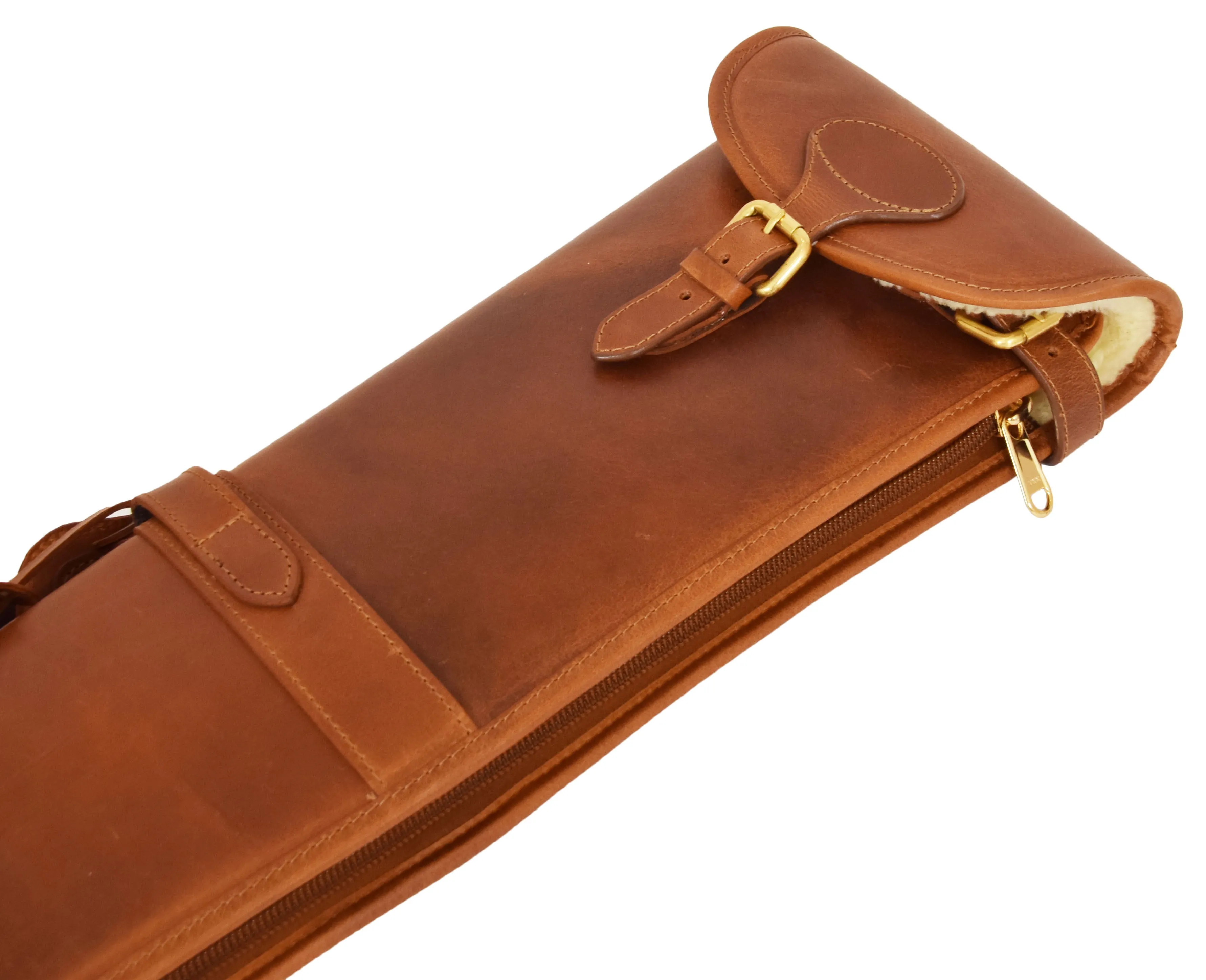 Real Leather Gun Slip Bag Shooting Shotgun Rifle Holster Case Artemis Tan