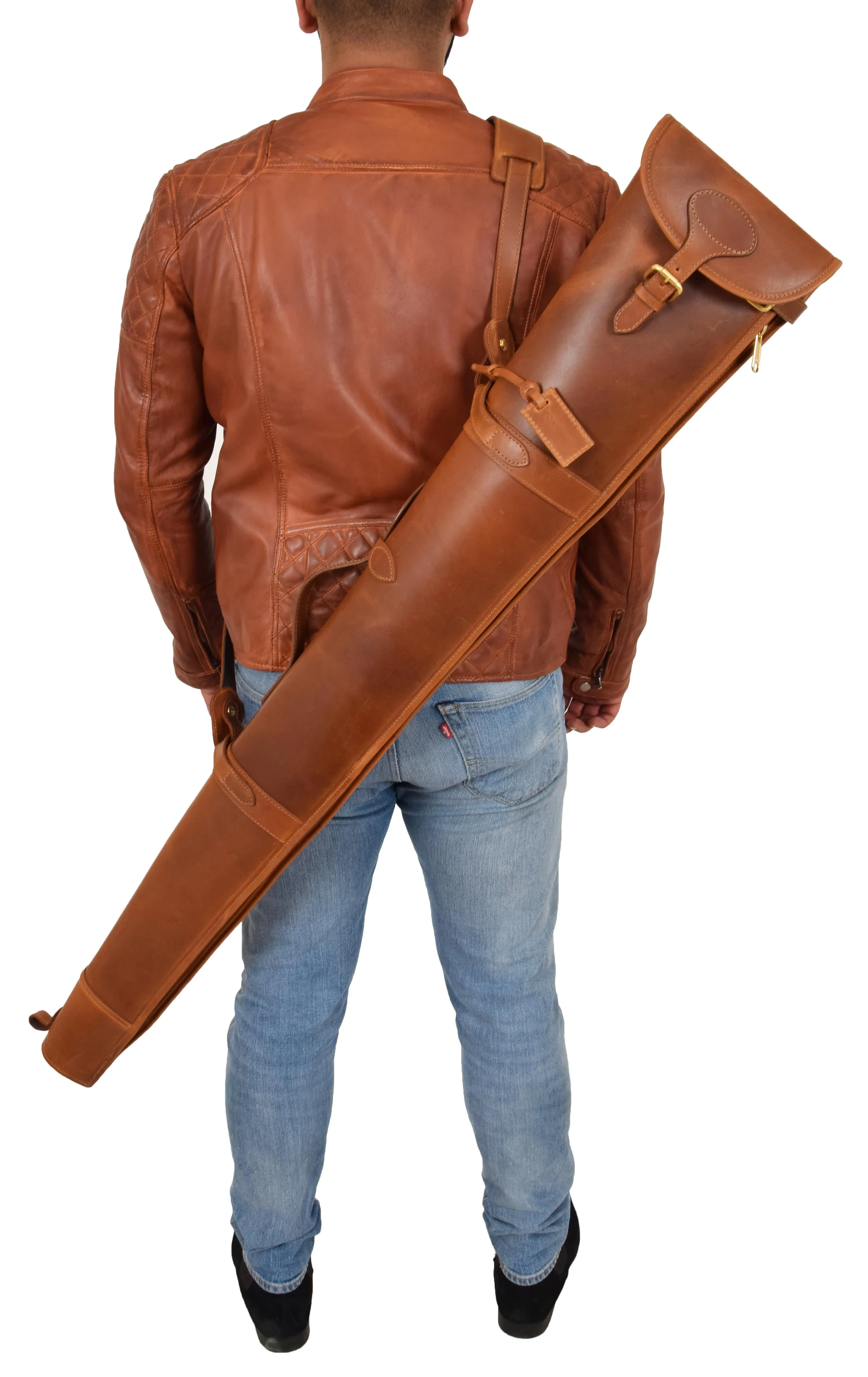 Real Leather Gun Slip Bag Shooting Shotgun Rifle Holster Case Artemis Tan