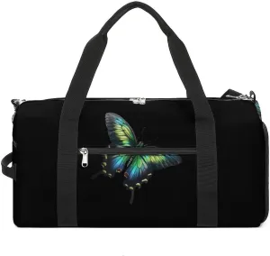 Realistic Birdwing Butterfly Gym Sport Bag Travel Duffel Bags Tote with Shoe Compartment Water Resistant Pouch Unisex