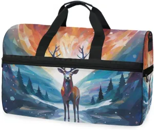 Reindeer Elk 1 Travel Duffel Bag Luggage Sports Gym Bags With Shoes Compartment Large Capacity Lightweight Duffle Bag For Men Women
